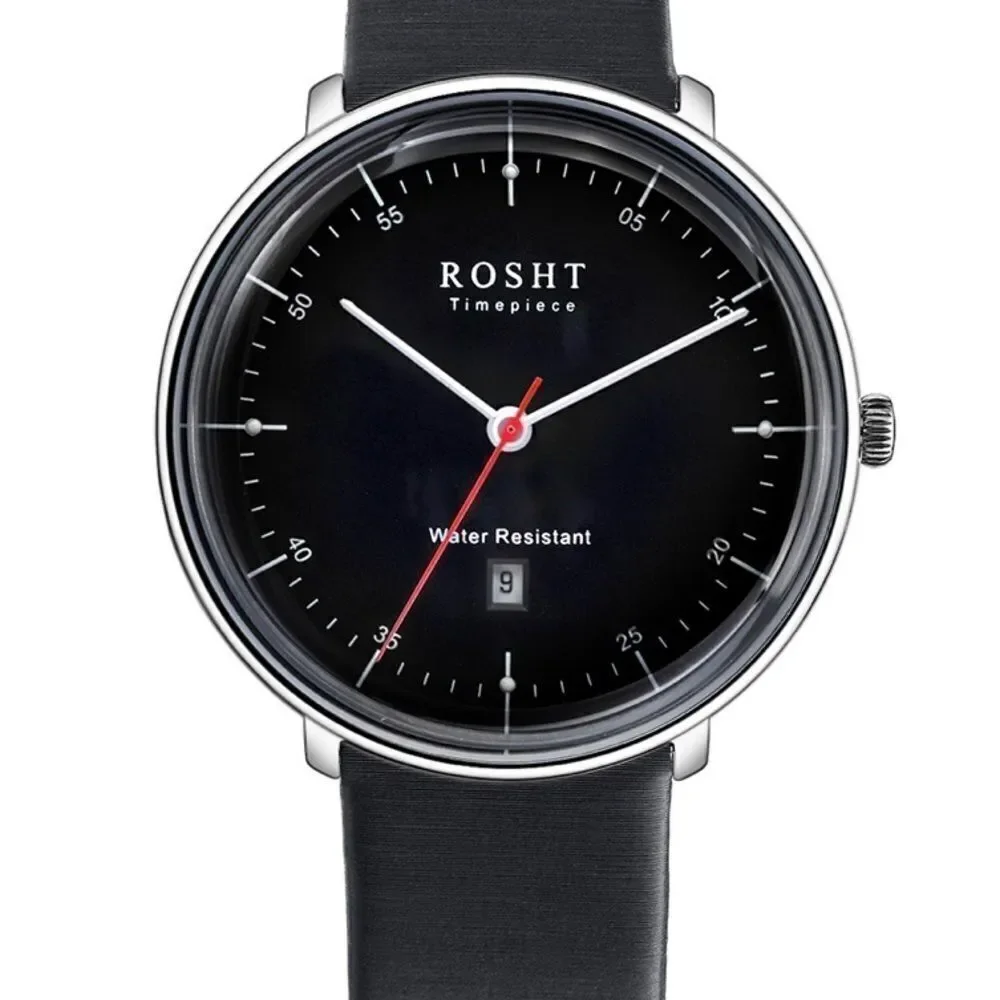 Rosht Men’s Black Leather Watch